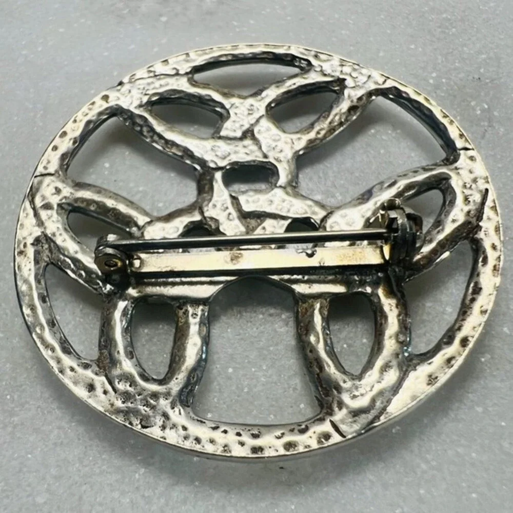 Vintage St Justin Celtic Brooch Pin Knotwork Pewter Presentation‎ Box Info